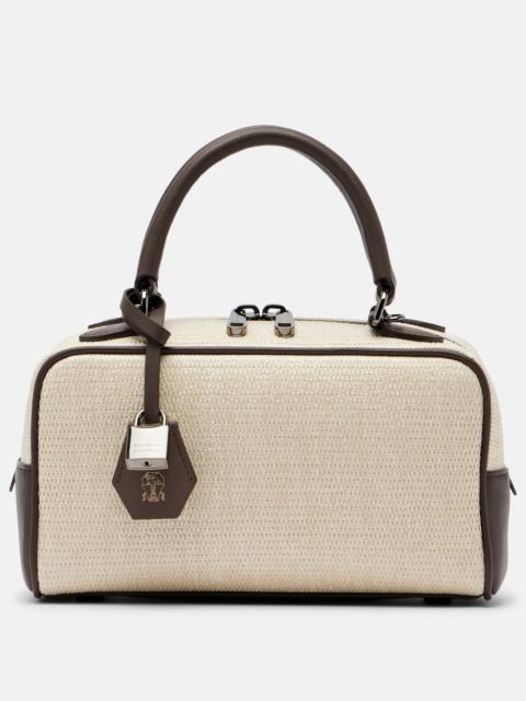 Brunello Cucinelli Leather-trimmed top-handle bag