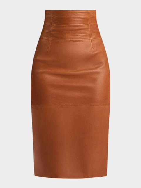 HERVE LEGER Piper Leather Midi Skirt