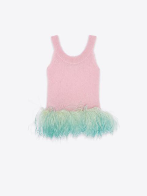 SAINT LAURENT tank top in mohair and feathers