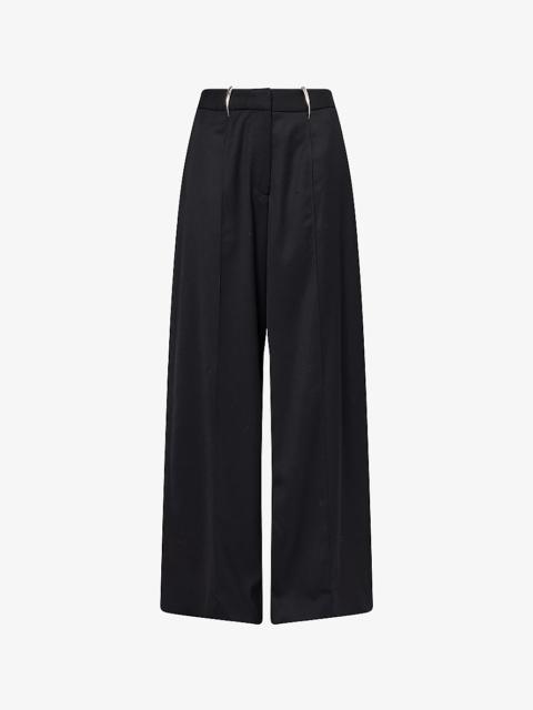 GRACE LING Claw Belt-Loop Straight-Leg Wool Trousers