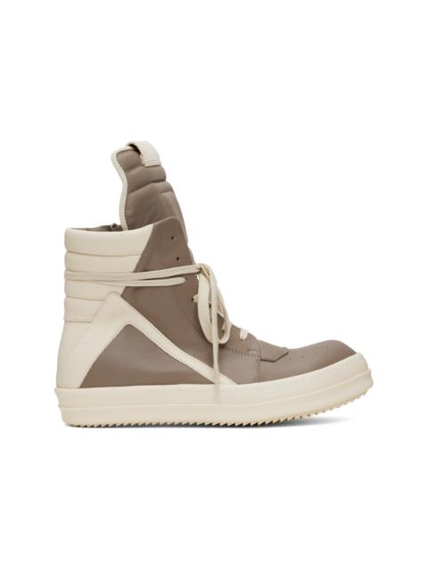 Rick Owens Taupe & Off-White Hollywood Geobasket Sneakers