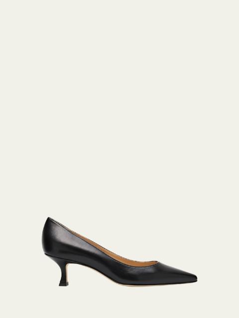 Manolo Blahnik Srila Leather Low Pumps