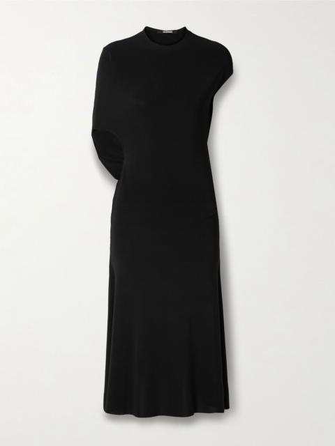 JACQUEMUS La Robe Salerno asymmetric open-back stretch-jersey midi dress Black