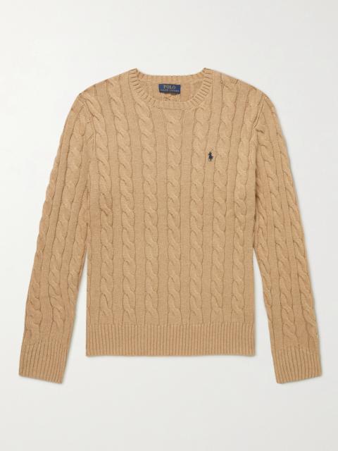 Polo Ralph Lauren Logo-Embroidered Cable-Knit Cotton Sweater