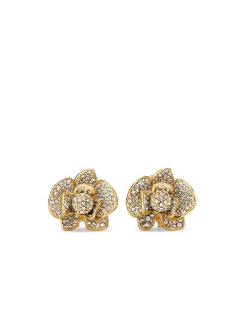JIMMY CHOO Petal crystal-embellished earrings
