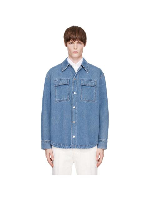 AMI Paris Blue Camp Collar Overshirt