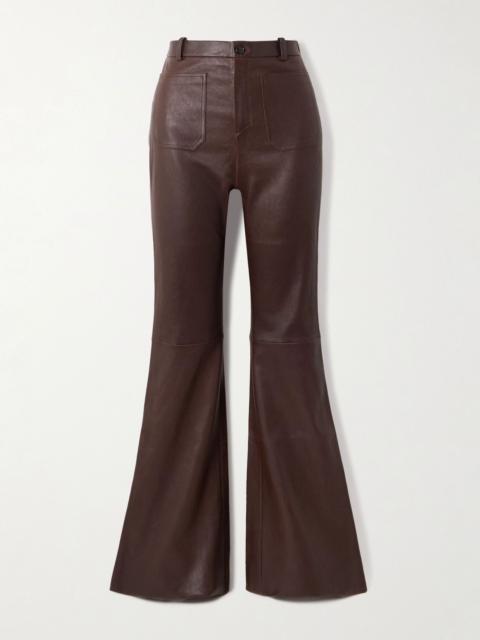 STOULS Laurent leather flared pants Brown