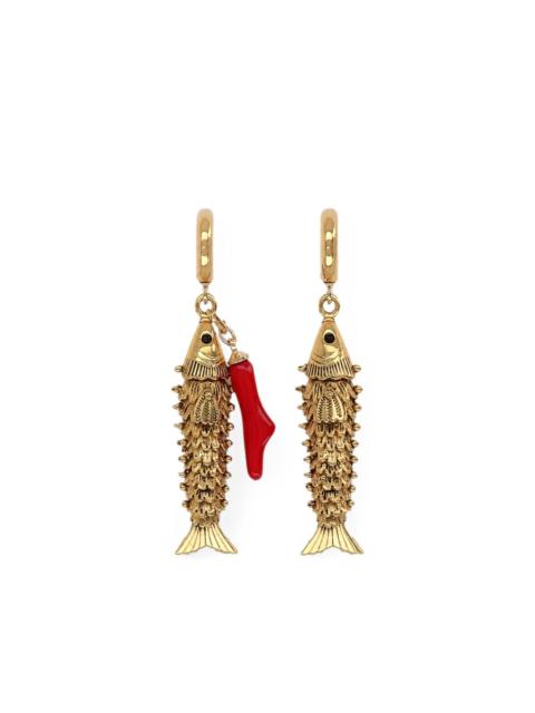Isabel Marant New River fish-pendant charm earrings