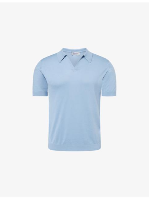 JOHN SMEDLEY Noah Sea Island Open-Collar Cotton Polo Top