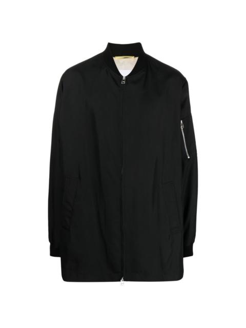 solid-collar bomber jacket