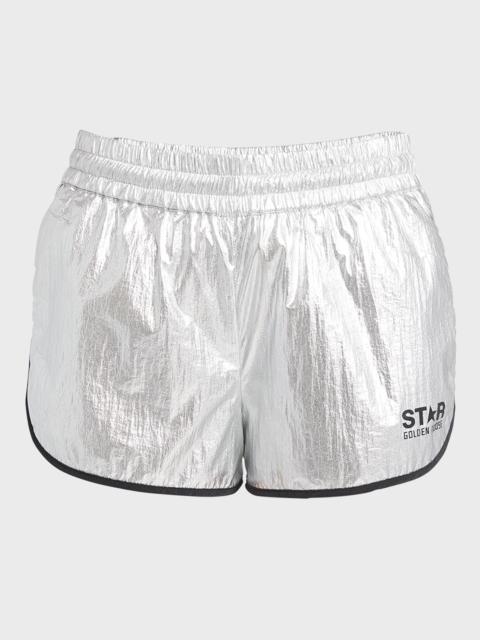 Golden Goose Star Diana Metallic Pull-On Logo Shorts