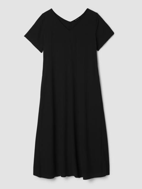 EILEEN FISHER Silk Georgette Crepe V-Neck Dress