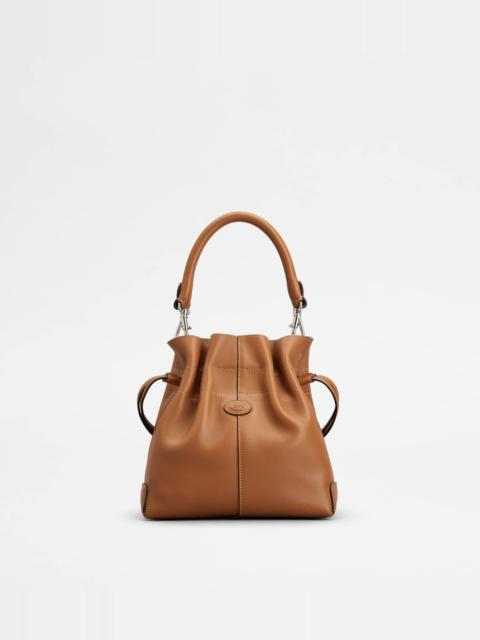 Tod's TOD'S DI BAG BUCKET BAG IN LEATHER MINI WITH DRAWSTRING - BROWN