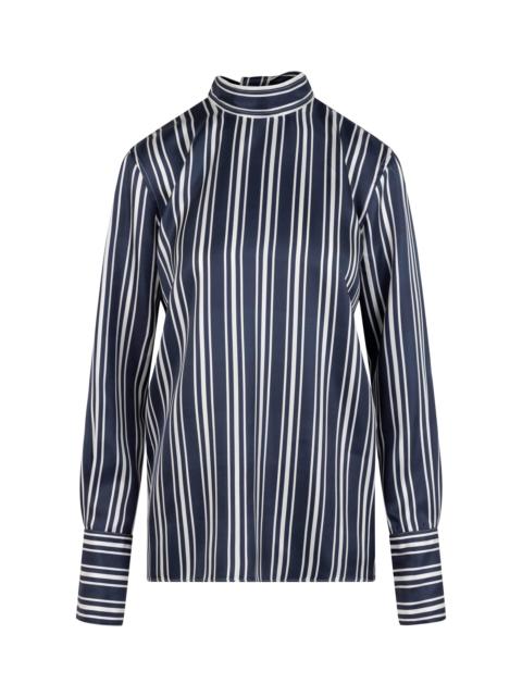 HEIRLOME Cora Mock Neck Silk Top stripe