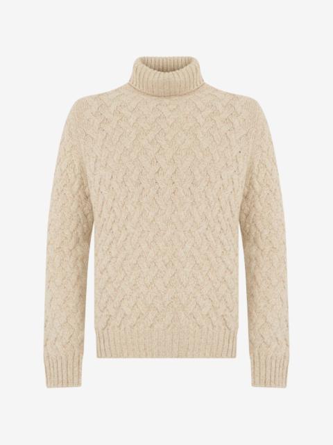 FEDELI cable-knit roll-neck sweater