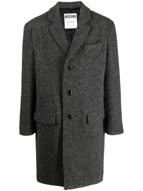 slogan-print wool peacoat