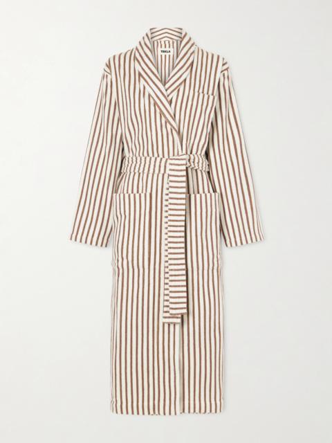 TEKLA Belted Striped Organic Cotton-terry Robe
