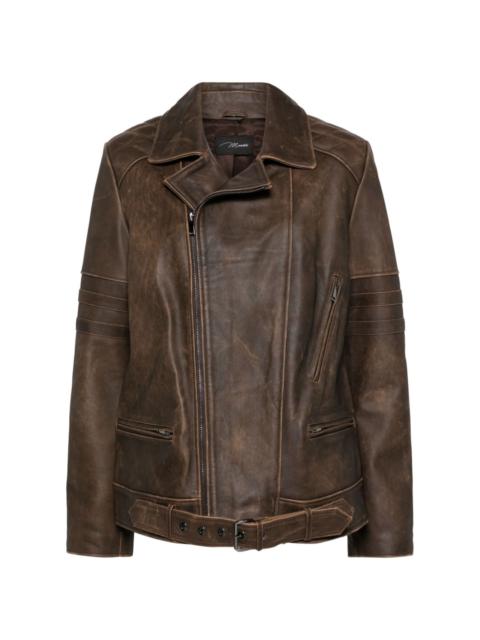 MANOKHI shoulder-pads leather jacket