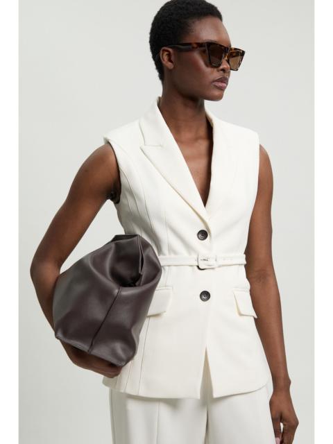 KAREN MILLEN Petite Tailored Structured Crepe Belted Sleeveless Blazer