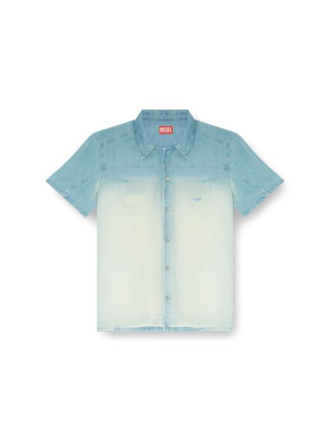 Diesel SHORT-SLEEVE SHIRT IN FLUID OVERDYED DENIM