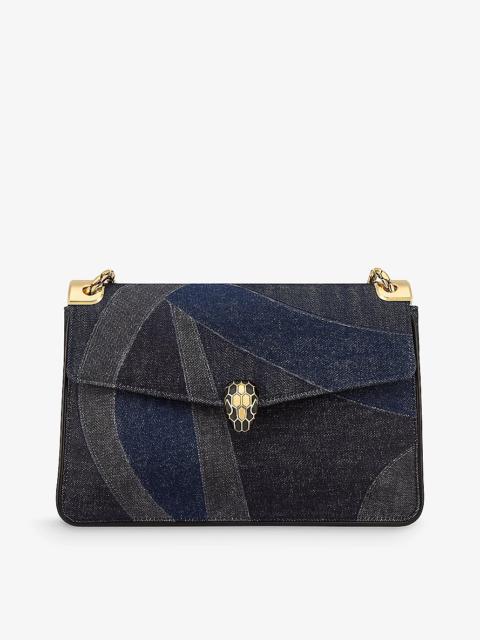 BVLGARI Serpenti Forever large denim shoulder bag