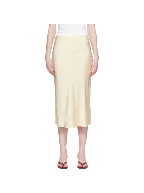 ANINE BING Yellow Bar Silk Midi Skirt