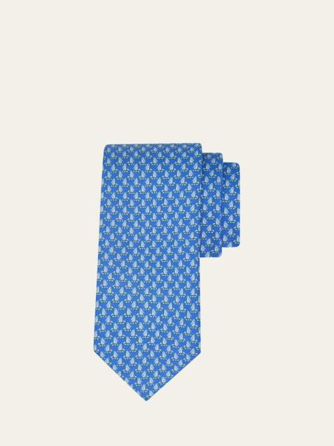 FERRAGAMO Men's Penguin on Sled Silk Tie