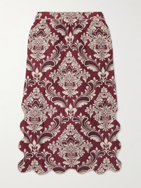 FARM RIO Cotton-blend Jacquard Midi Skirt