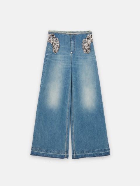 Stella McCartney Diamanté Swirl Mid-Rise Wide Leg Jeans