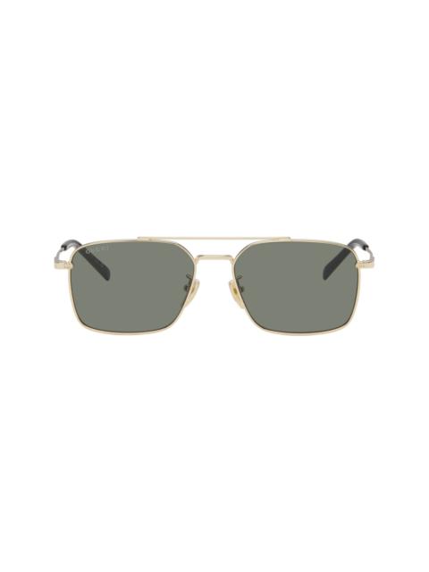 GUCCI Gold Specialized Fit Rectangular Sunglasses