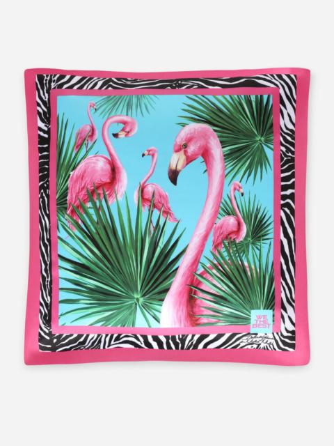 Dolce & Gabbana Flamingo-print silk pillow cover