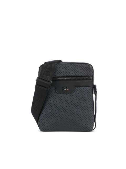 BOSS monogram-pattern zip-fastening messenger bag