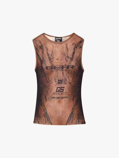 Jean Paul Gaultier x Shayne Oliver graphic-print mesh top