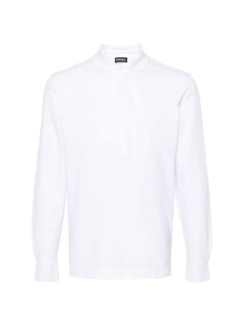 long-sleeve cotton polo shirt