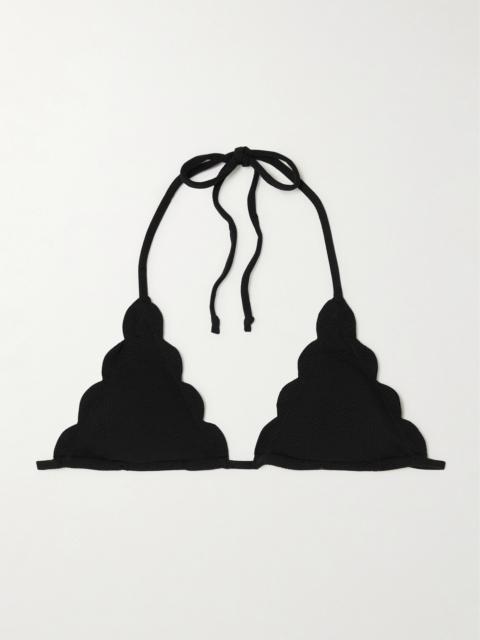 MARYSIA Broadway Scalloped Recycled Seersucker Bikini Top