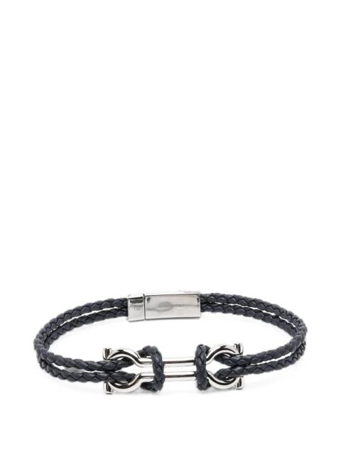 FERRAGAMO Ferragamo Gancini Braided Leather Bracelet