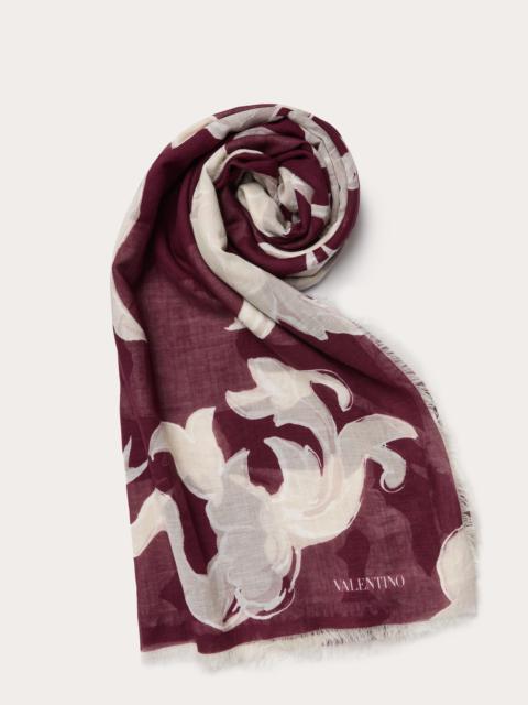 Valentino METAMORPHOS GRYPHON SHAWL IN COTTON AND CASHMERE
