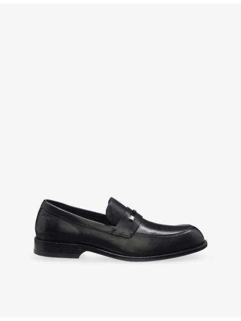 BOSS Branded Metal Trim Leather Loafers