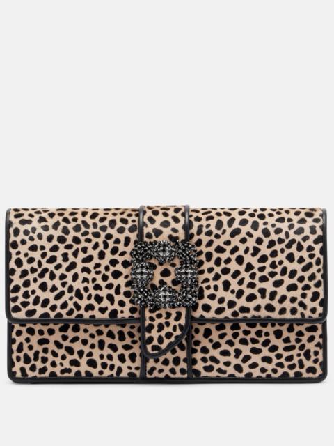 Manolo Blahnik Capri embellished calf hair clutch