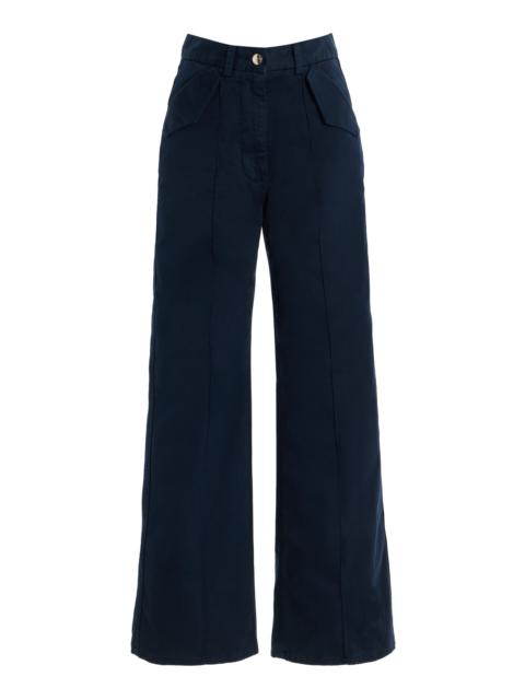 RÙADH The Odette High-Rise Cotton-Sateen Pants navy