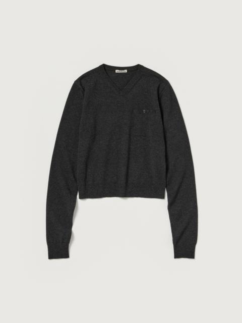AURALEE HIGH TWIST WOOL KNIT V-NECK P/O