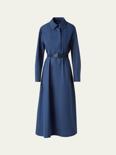 AKRIS A-Line Poplin Midi Dress