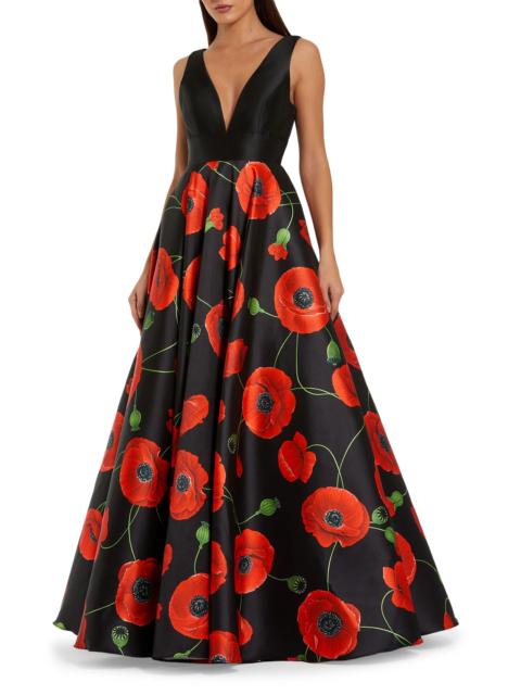MAC DUGGAL Women's Floral Satin Gown - Poppy Multi