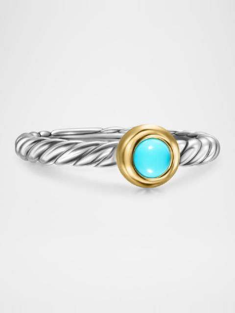 DAVID YURMAN Cable Flex Ring with Gemstone in Silver and 14K Gold, 2.8mm