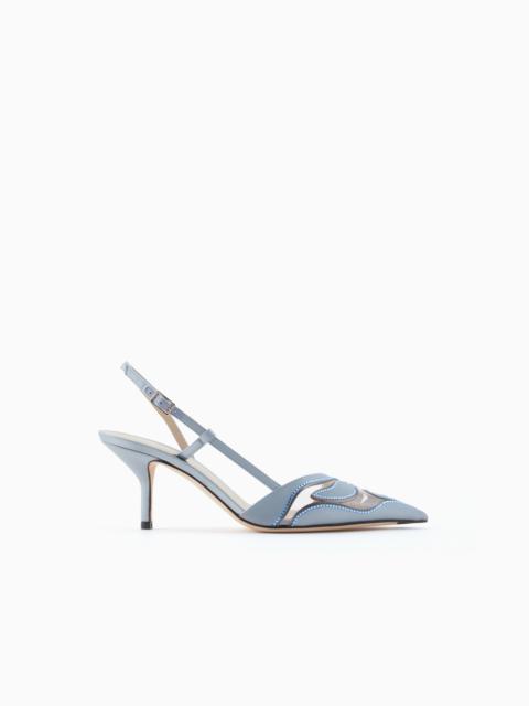 GIORGIO ARMANI SATIN AND RHINESTONE SLINGBACKS