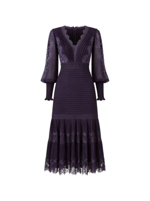 TADASHI SHOJI Nyssa lace pleated midi dress