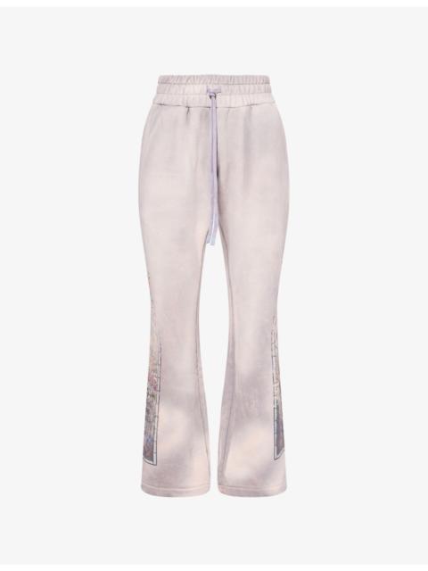 WHO DECIDES WAR Faded-Wash Graphic-Print Cotton Joggers