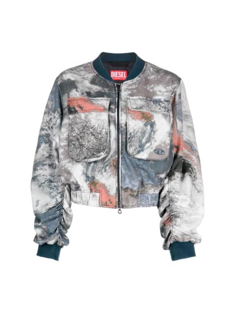 planet-print bomber jacket