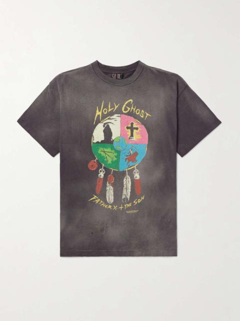 + LASTMAN Holy Ghost Earth Distressed Printed Cotton-Jersey T-Shirt