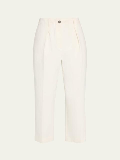 Brunello Cucinelli Creased Square Cotton Wool Chino Pants
